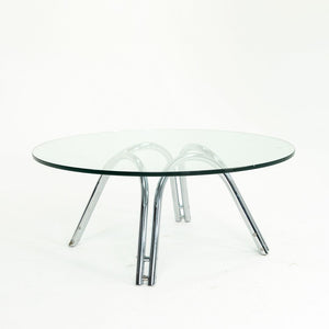 1970s Chromed-Steel and Glass Coffee Table by Unknown Designer, possibly attributed to Werner Linder for Bacher or Roger Sprunger for Dunbar