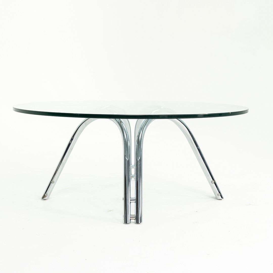 1970s Chromed-Steel and Glass Coffee Table by Unknown Designer, possibly attributed to Werner Linder for Bacher or Roger Sprunger for Dunbar