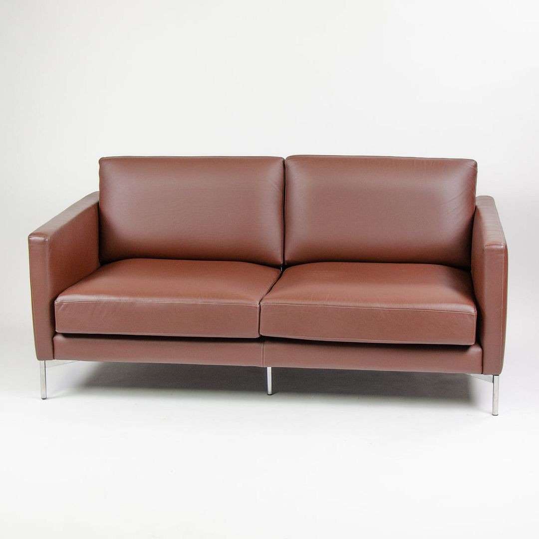 2008 Knoll Divina Settee Sofa, Model 68 by Piero Lissoni for Knoll in Brown Leather