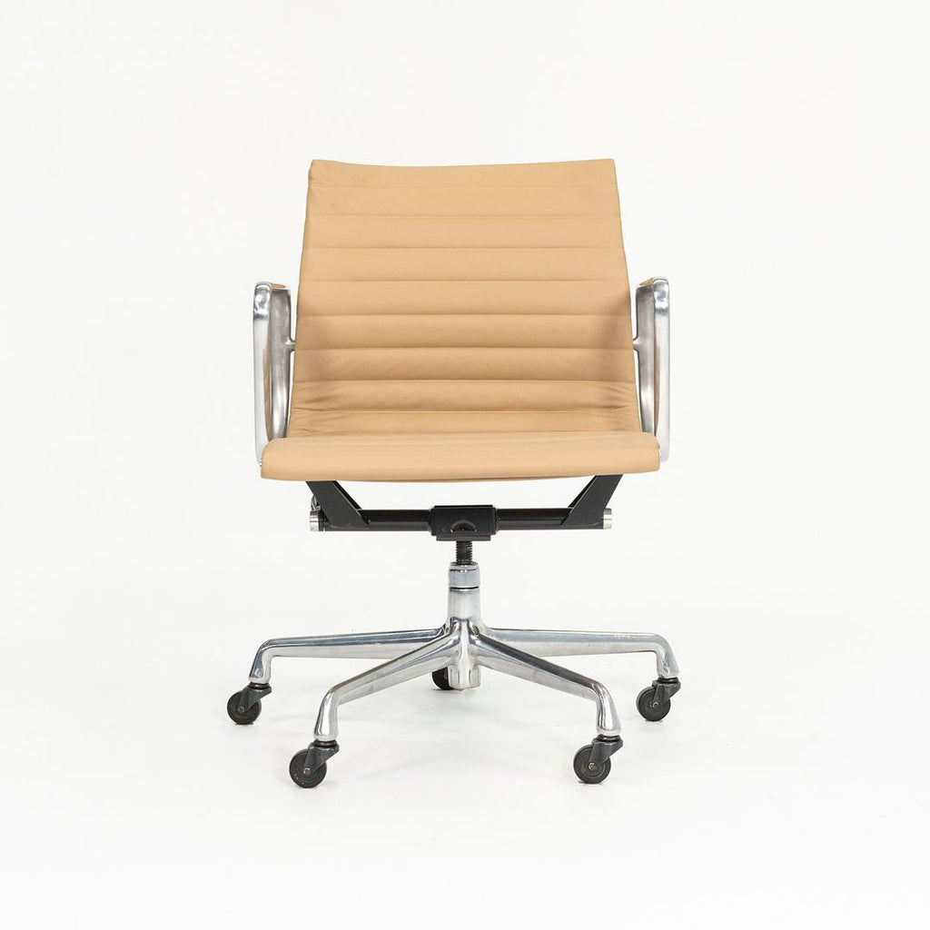 2010s Eames Aluminum Group Management Desk Chair by Ray and Charles Eames for Herman Miller in Tan Leather