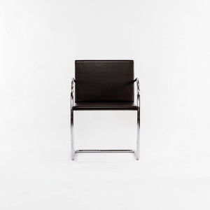 2007 Set of Six Brno Tubular Thin Pad Chair, Model 245A by Mies van der Rohe for Knoll in Brown Leather