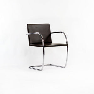 2007 Set of Six Brno Tubular Thin Pad Chair, Model 245A by Mies van der Rohe for Knoll in Brown Leather