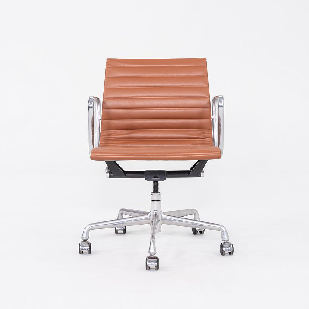 2010s Herman Miller Eames Aluminum Management Desk Chair in Cognac Leather 5x Available