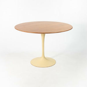 1960s Tulip Pedestal Dining Table by Eero Saarinen for Knoll in Walnut with Cast Iron Base 42 inch