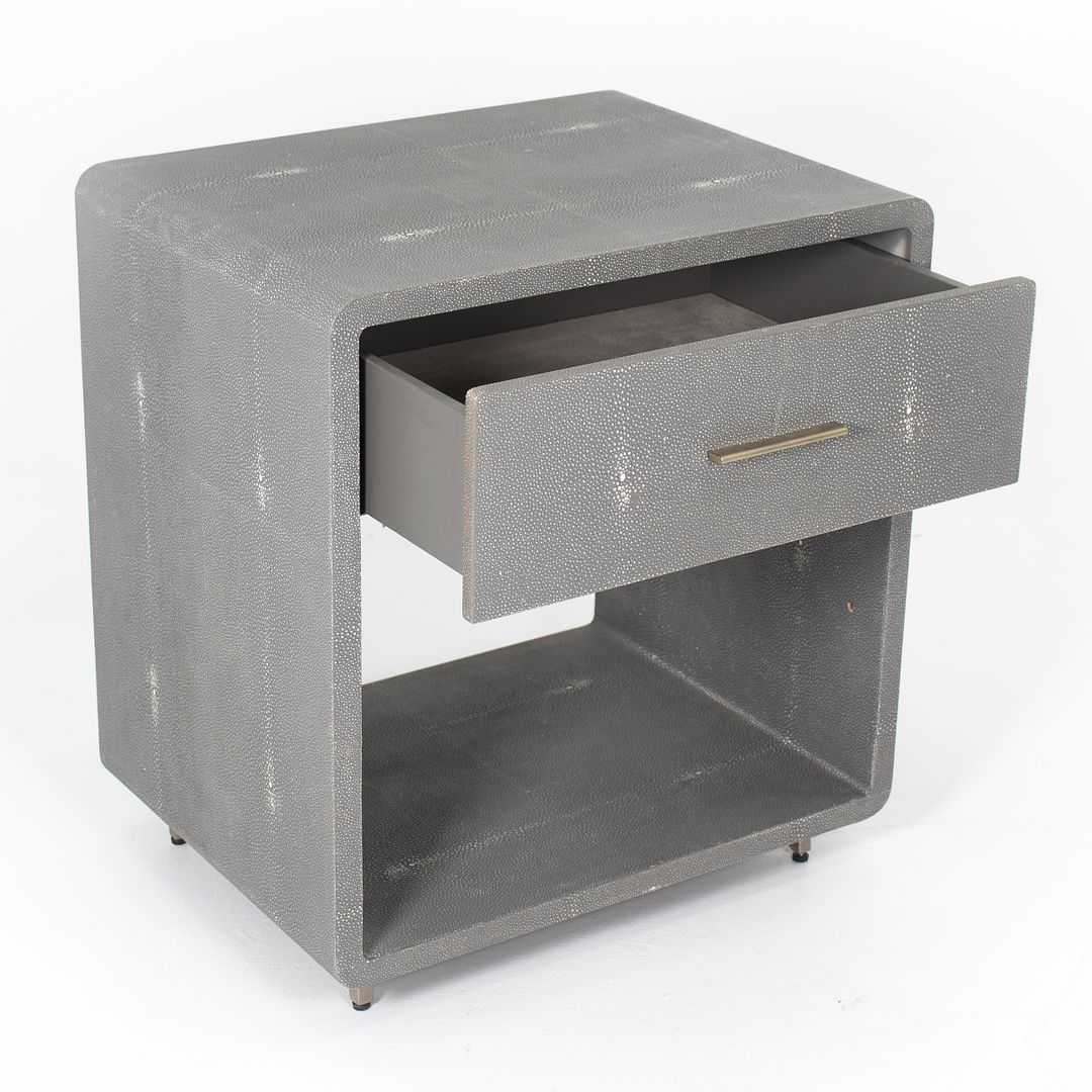 2020 Pair of Interlude Home Alma Bedside Cabinets in Grey Leather