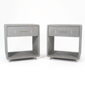 2020 Pair of Interlude Home Alma Bedside Cabinets in Grey Leather