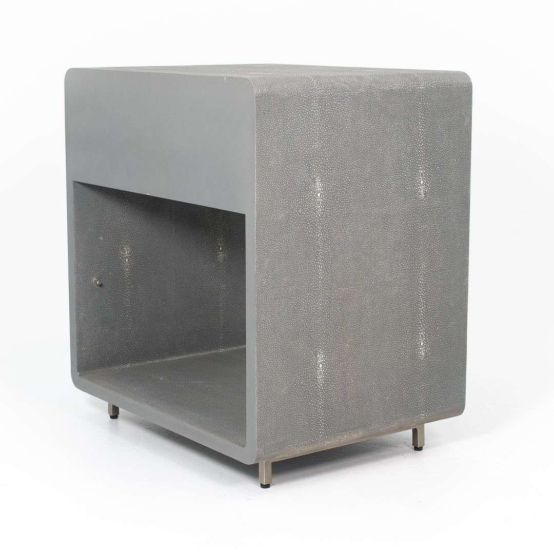 2020 Pair of Interlude Home Alma Bedside Cabinets in Grey Leather