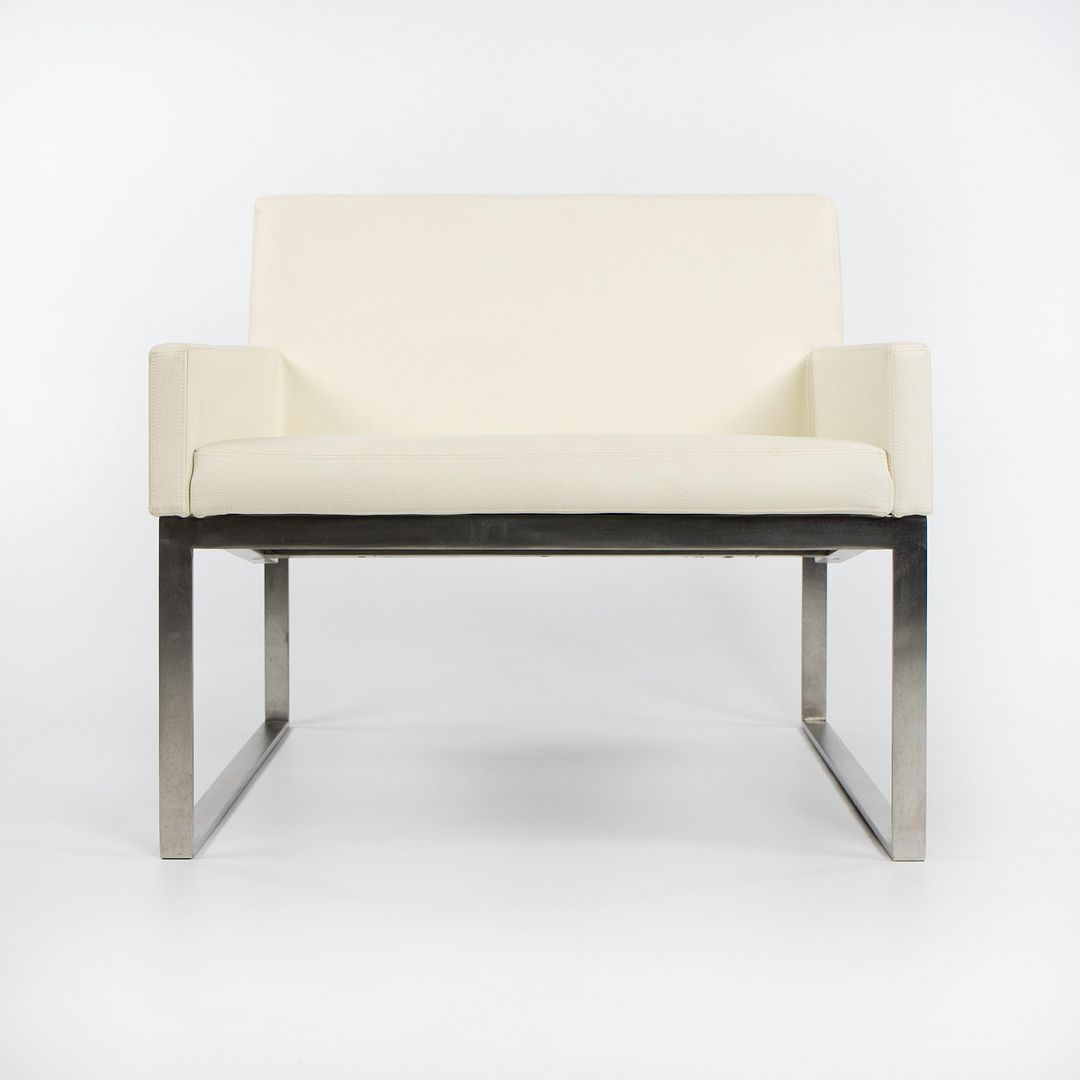 2010s B.3 Lounge Chair by Fabien Baron for Bernhardt Design in White Leather and Stainless