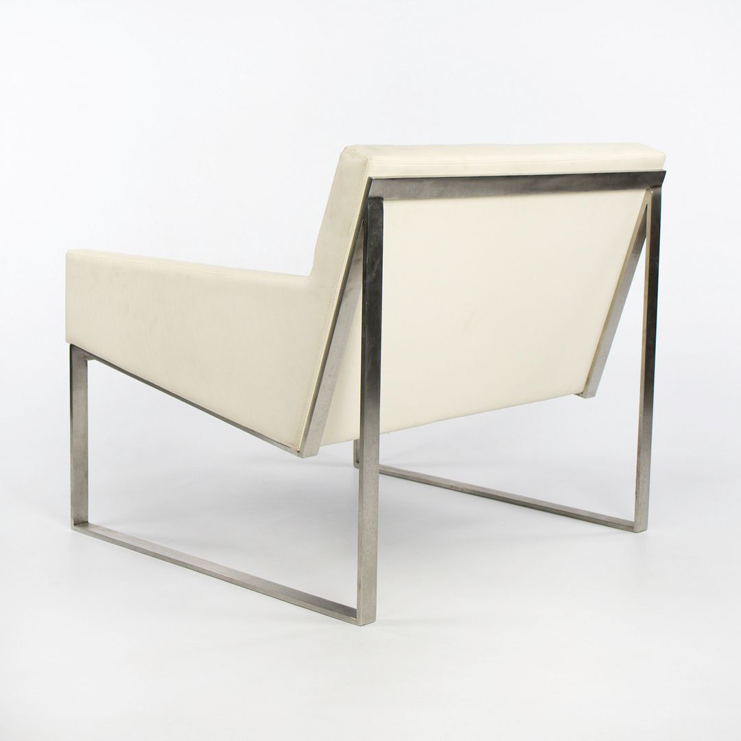 2010s B.3 Lounge Chair by Fabien Baron for Bernhardt Design in White Leather and Stainless