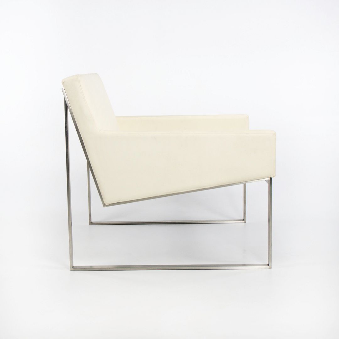 2010s B.3 Lounge Chair by Fabien Baron for Bernhardt Design in White Leather and Stainless