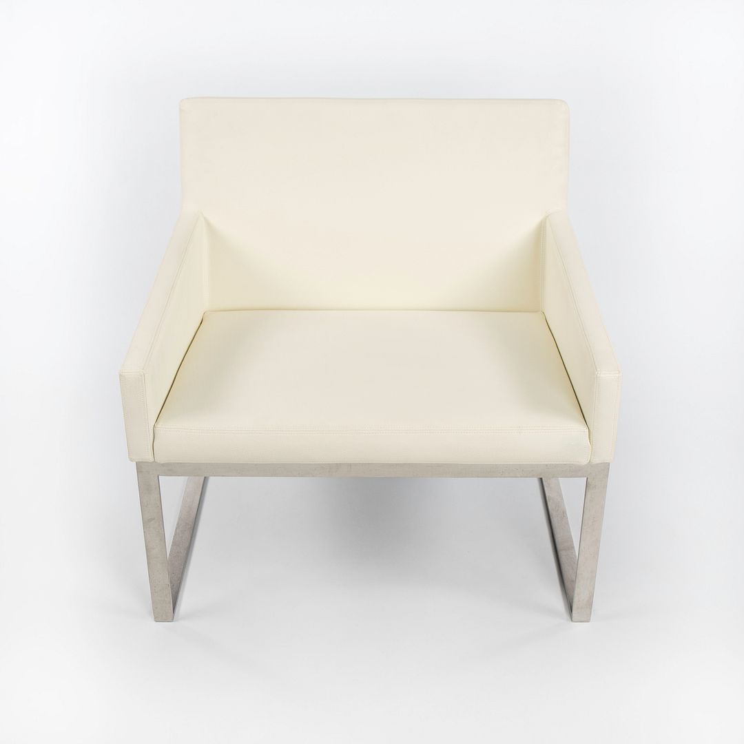 2010s B.3 Lounge Chair by Fabien Baron for Bernhardt Design in White Leather and Stainless