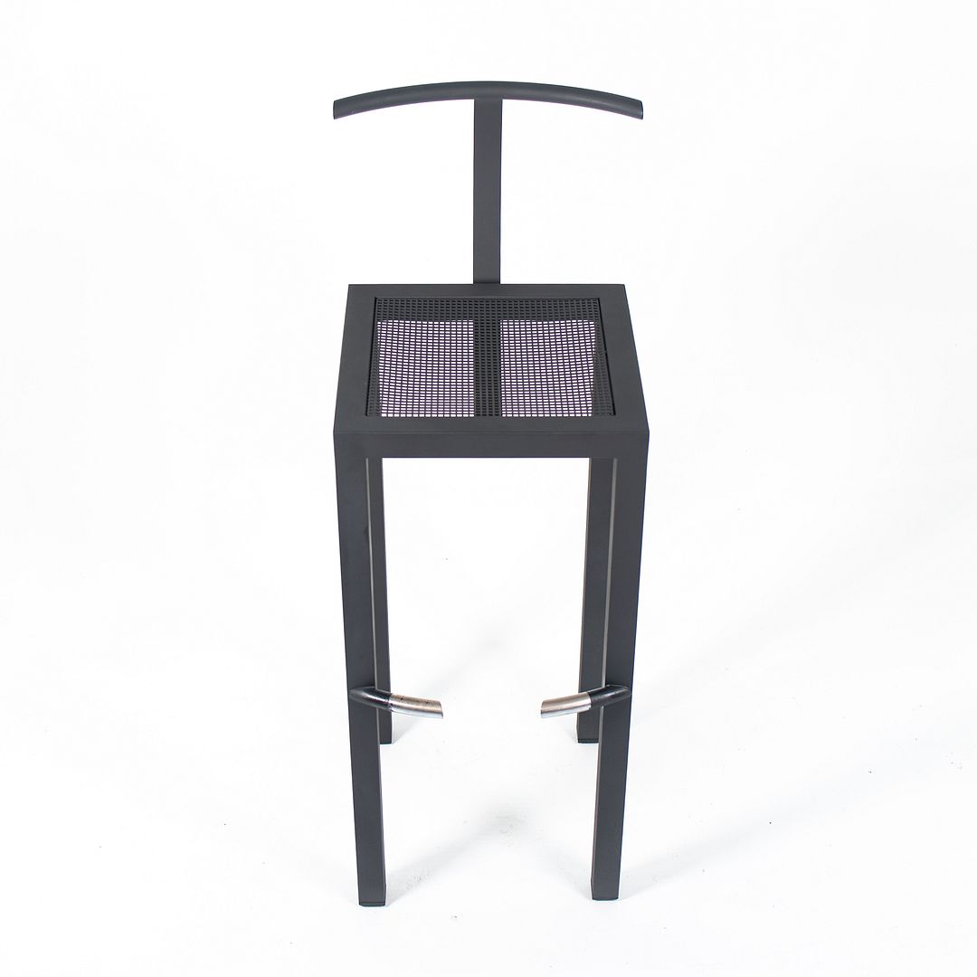 1980s Set of Four Sarapis Bar Stools by Philippe Starck for Driade in Dark  Gray Steel