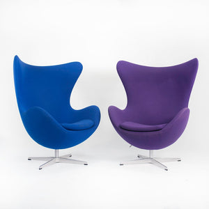 2003 Egg Chair by Arne Jacobson for Fritz Hansen in Blue Fabric (Multiple Chairs Available)