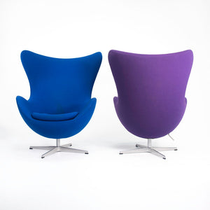 2003 Egg Chair by Arne Jacobson for Fritz Hansen in Blue Fabric (Multiple Chairs Available)