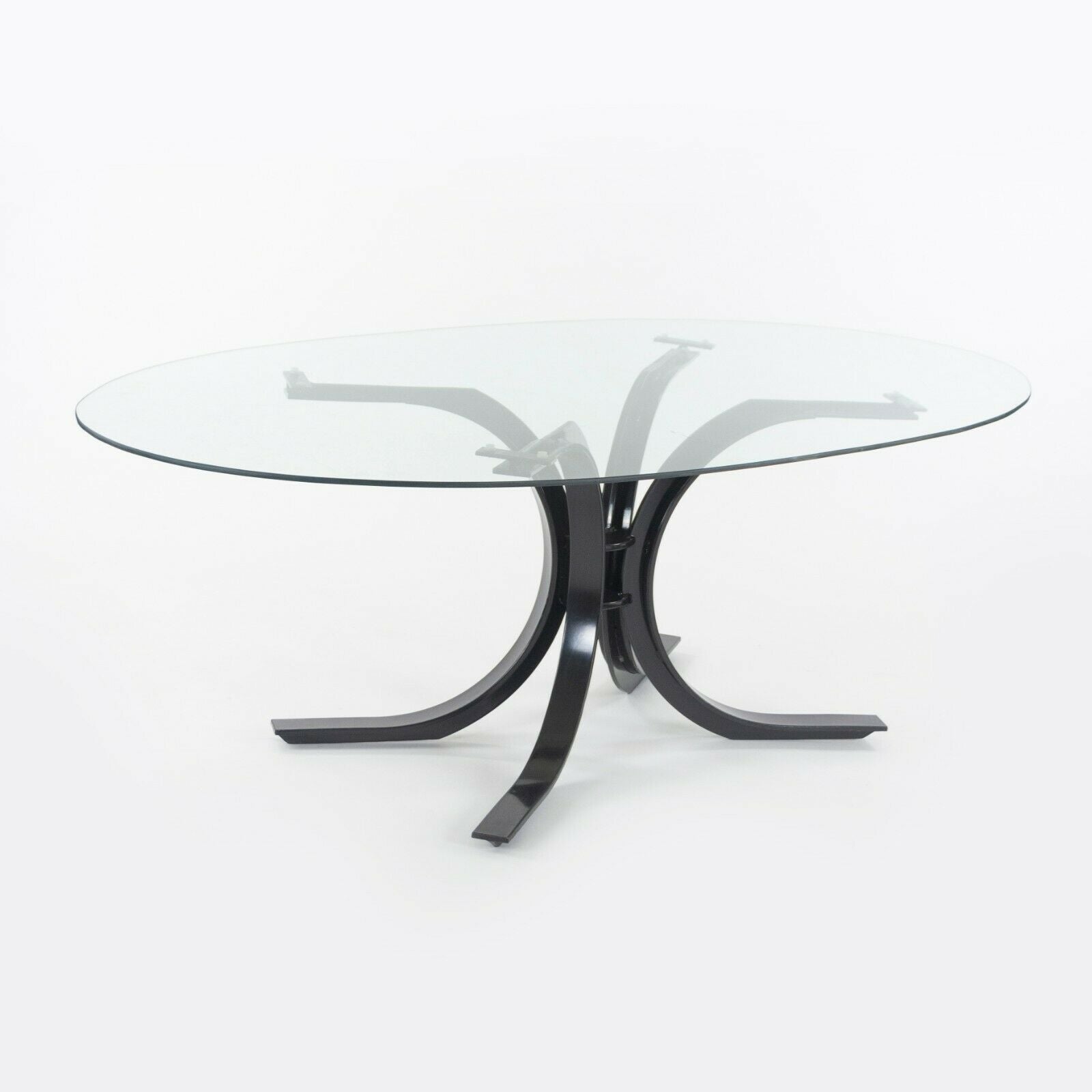 1970s Osvaldo Borsani Dining Table for Stow Davis with Glass Top and Steel Base