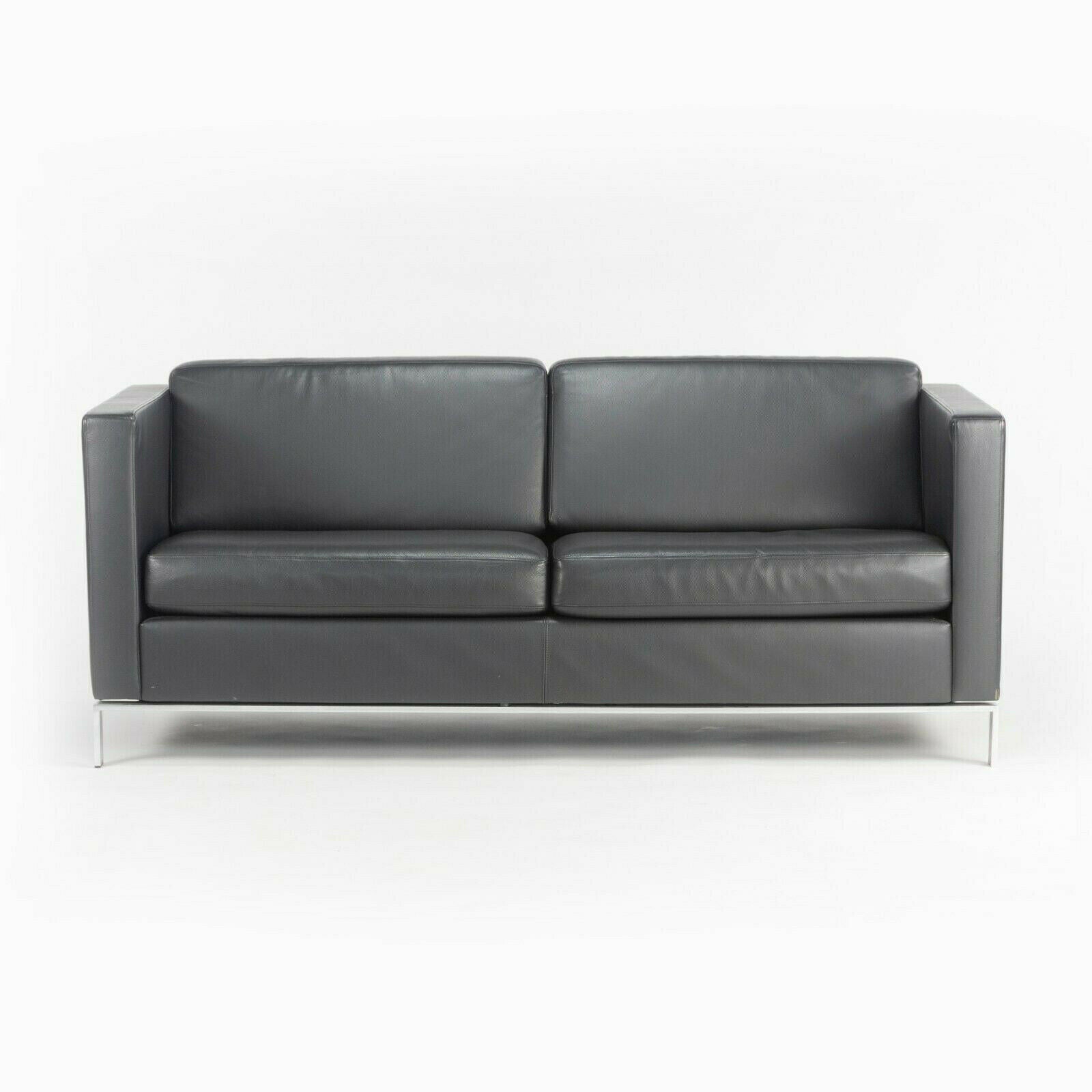 Lord Norman Foster Model 500 Black Leather 2 Seat Settee Sofa for Walter Knoll