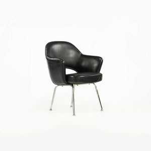 1960s Eero Saarinen for Knoll Executive Dining Arm Chair in Chrome & Black Leather