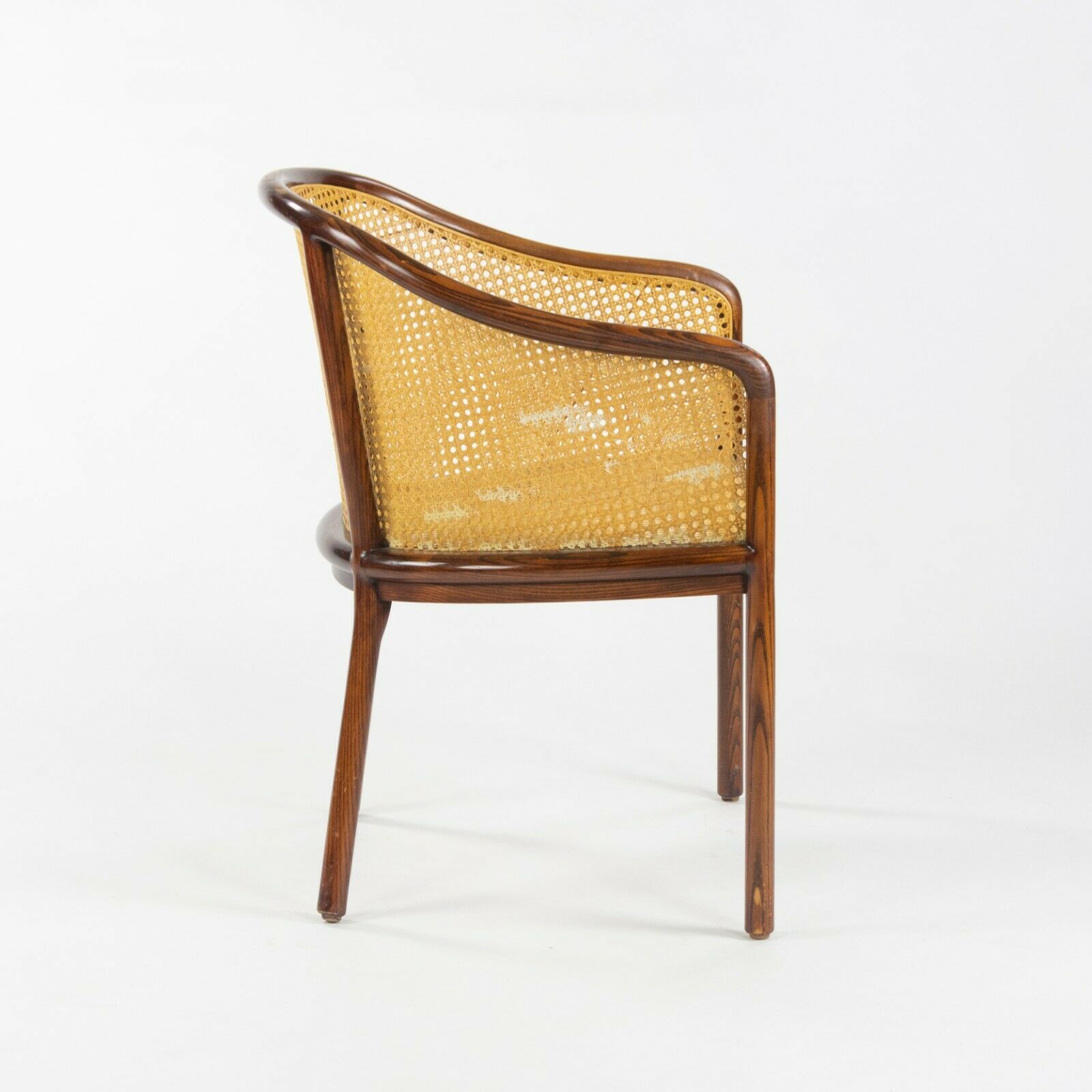 SOLD 1985 Ward Bennett for Brickel Associates Wicker Cane Side Arm Chair Dark Oil Ash