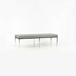 SOLD 2016 Florence Knoll Studio Three Seat Grey Volo Leather Bench with Chrome Base