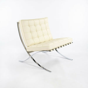 SOLD 2021 Mies Van Der Rohe for Knoll Barcelona Lounge Chair in Ivory / Creme Leather