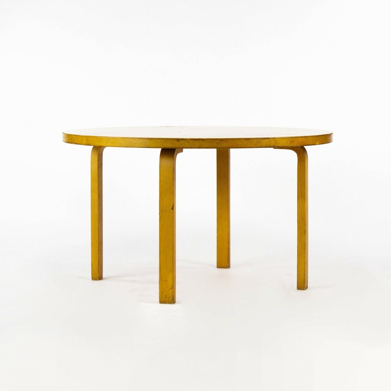 SOLD 1960s Alvar Aalto for Artek & ICF Bent L Leg Round Dining Table No. 91 in Birch