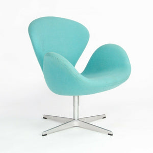 2004 Arne Jacobsen Swan Chairs by Fritz Hansen in Turquoise Hopsack Fabric