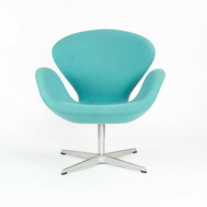 2004 Arne Jacobsen Swan Chairs by Fritz Hansen in Turquoise Hopsack Fabric