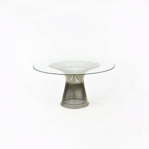 SOLD 1990s Warren Platner for Knoll Dining Table in Polished Nickel with 54 inch Glass Top