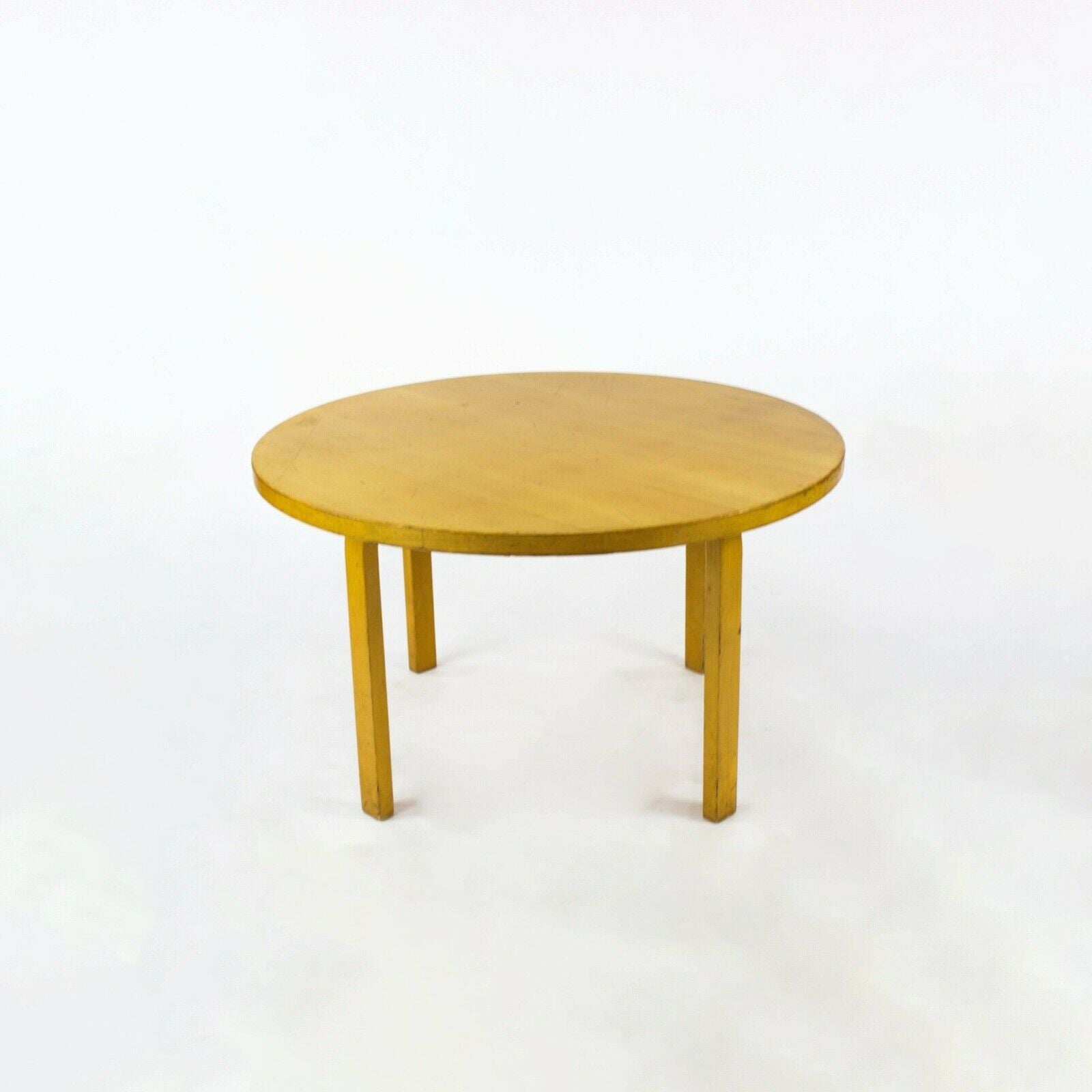 SOLD 1960s Alvar Aalto for Artek & ICF Bent L Leg Round Dining Table No. 91 in Birch