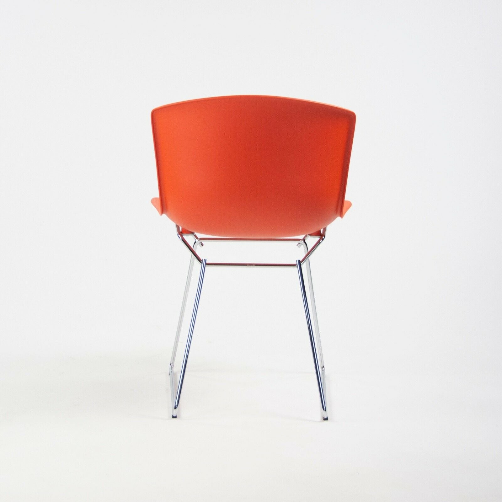 SOLD Harry Bertoia for Knoll Studio Molded Plastic Side Shell Chair Chrome Base Orange/Red