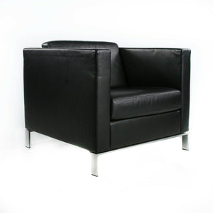 2010s Lord Norman Foster for Walter Knoll Model 500 Black Leather Arm Lounge Chair