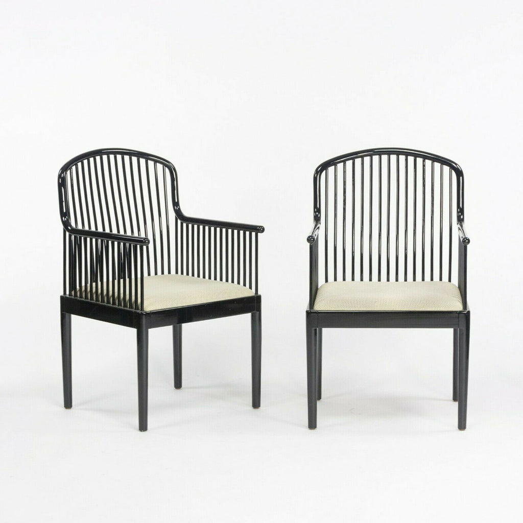 SOLD C. 1985 Pair of Black Lacquer Andover Chairs by Davis Allen for Stendig in Italy