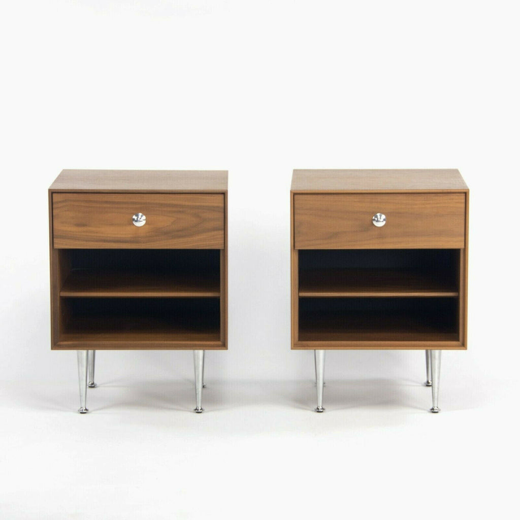 SOLD 2018 George Nelson Herman Miller Thin Edge Walnut Bedside Tables / Cabinets Pair