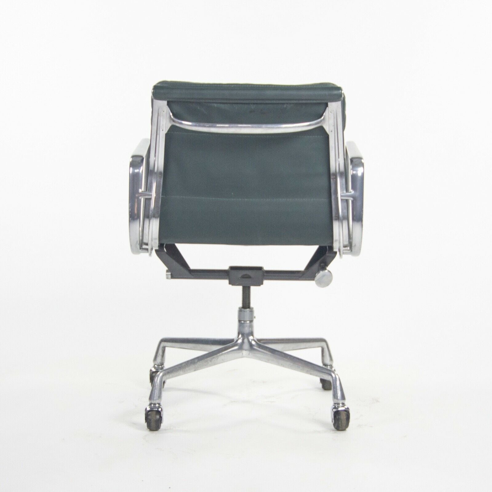 SOLD 1980s Herman Miller Eames Aluminum Group Soft Pad Management Desk Chair in Green Leather