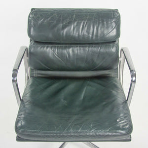 SOLD 1980s Herman Miller Eames Aluminum Group Soft Pad Management Desk Chair in Green Leather