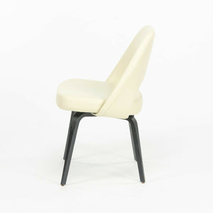 Eero Saarinen Knoll 2020 Executive Side Chair with Wood Legs & Ivory Leather 2x Available