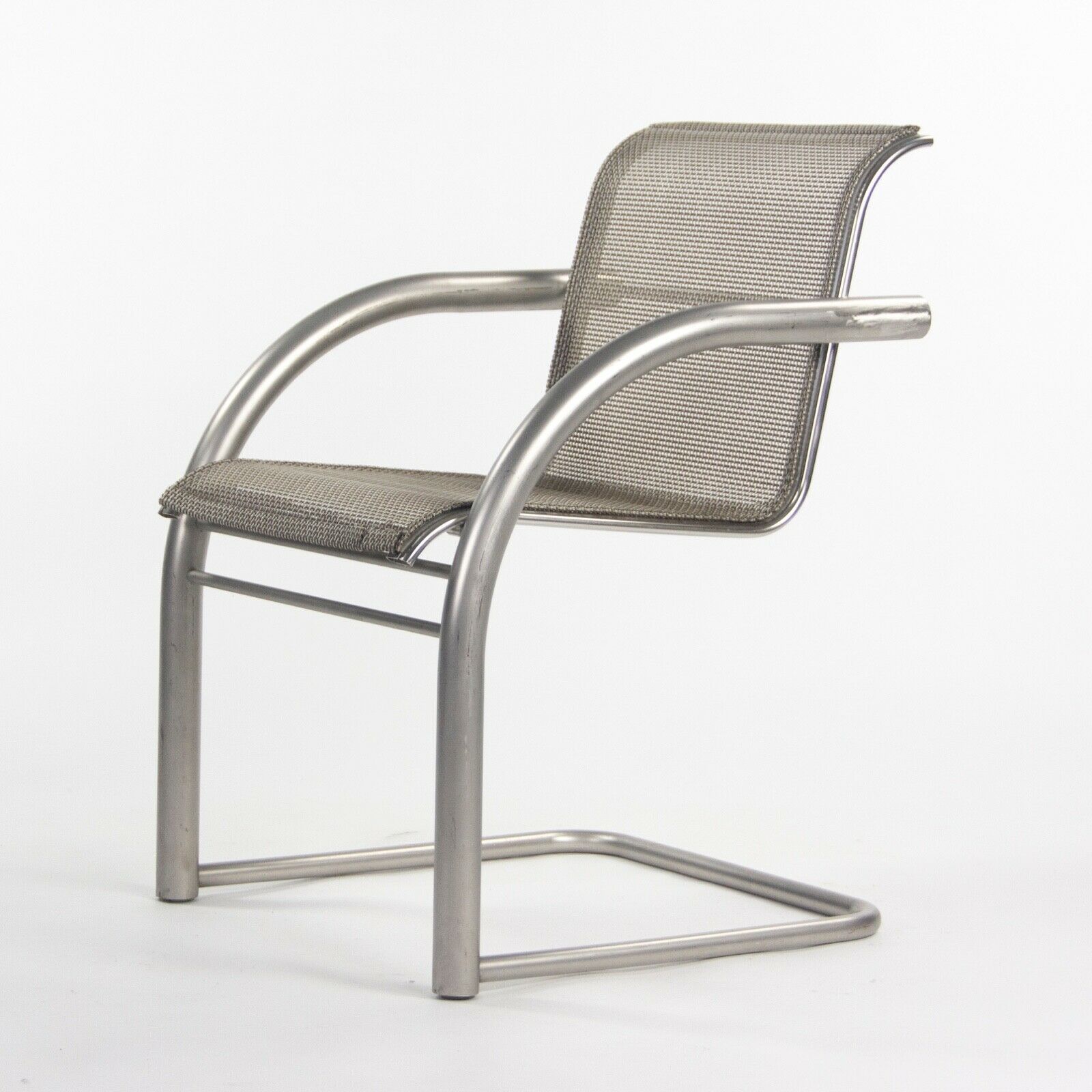 2001 Prototype Richard Schultz 2002 Collection Stainless Mesh Cantilever Dining Chair