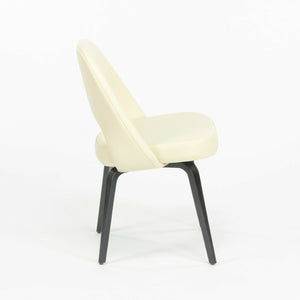 Eero Saarinen Knoll 2020 Executive Side Chair with Wood Legs & Ivory Leather 2x Available