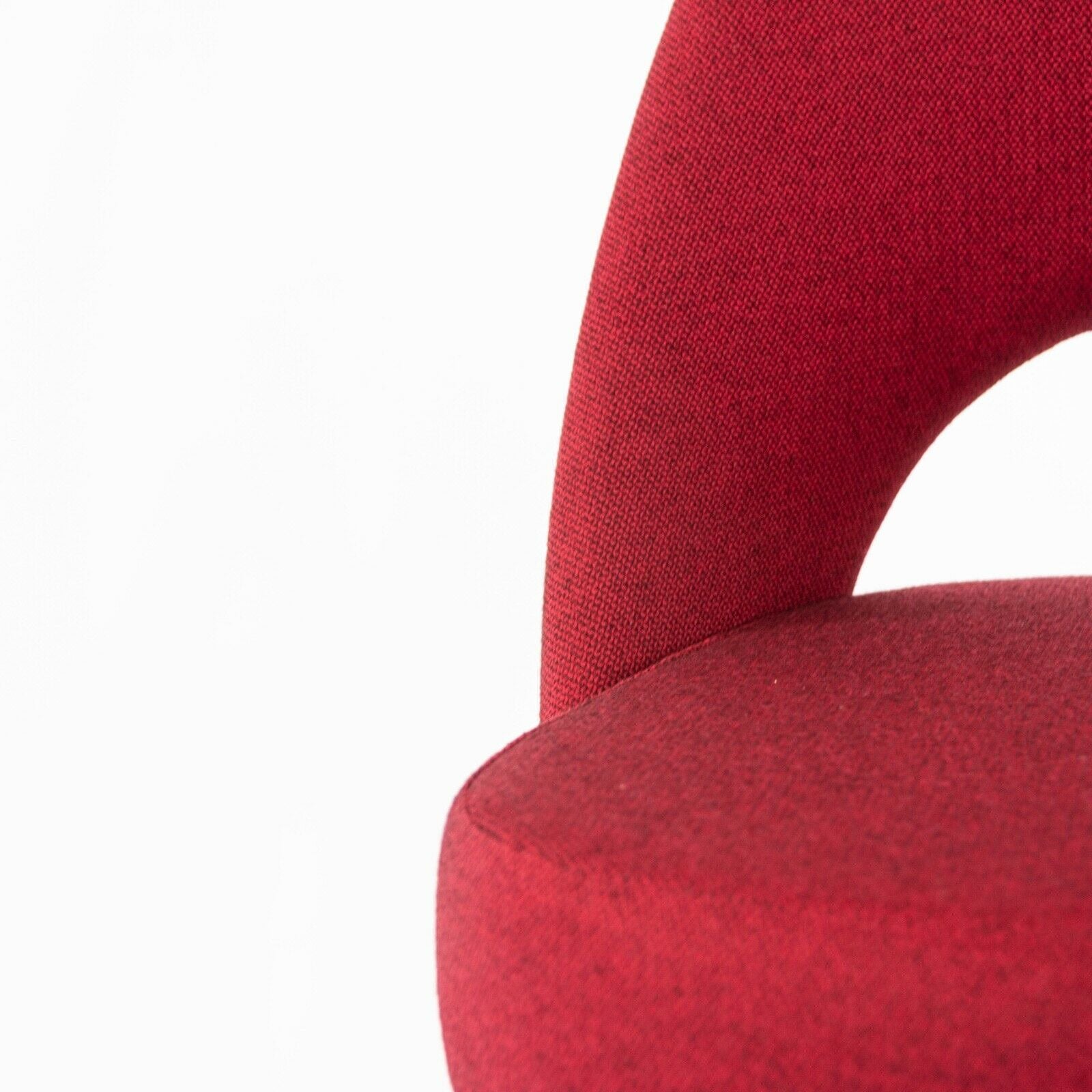 SOLD 2021 Eero Saarinen for Knoll Armless Executive Chairs with Wood Legs and Red Fabric 3 Available