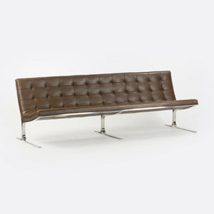 1960s Nicos Zographos CH28 Ribbon 3-Seat Sofa in Brown Leather