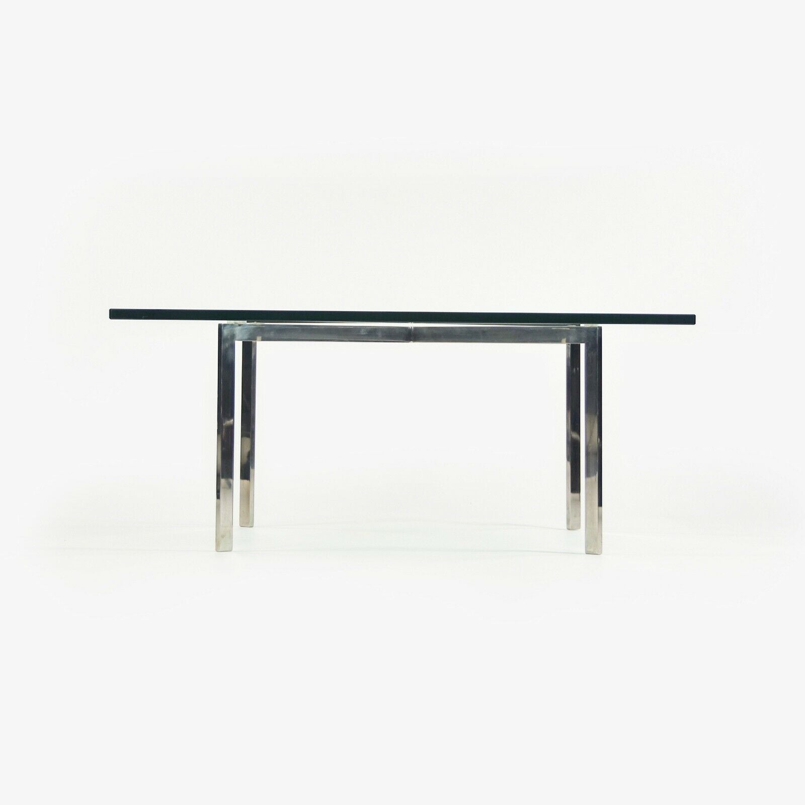 SOLD 1960s Knoll Mies Van Der Rohe Barcelona Coffee End Table Glass Stainless 40in Marked KP