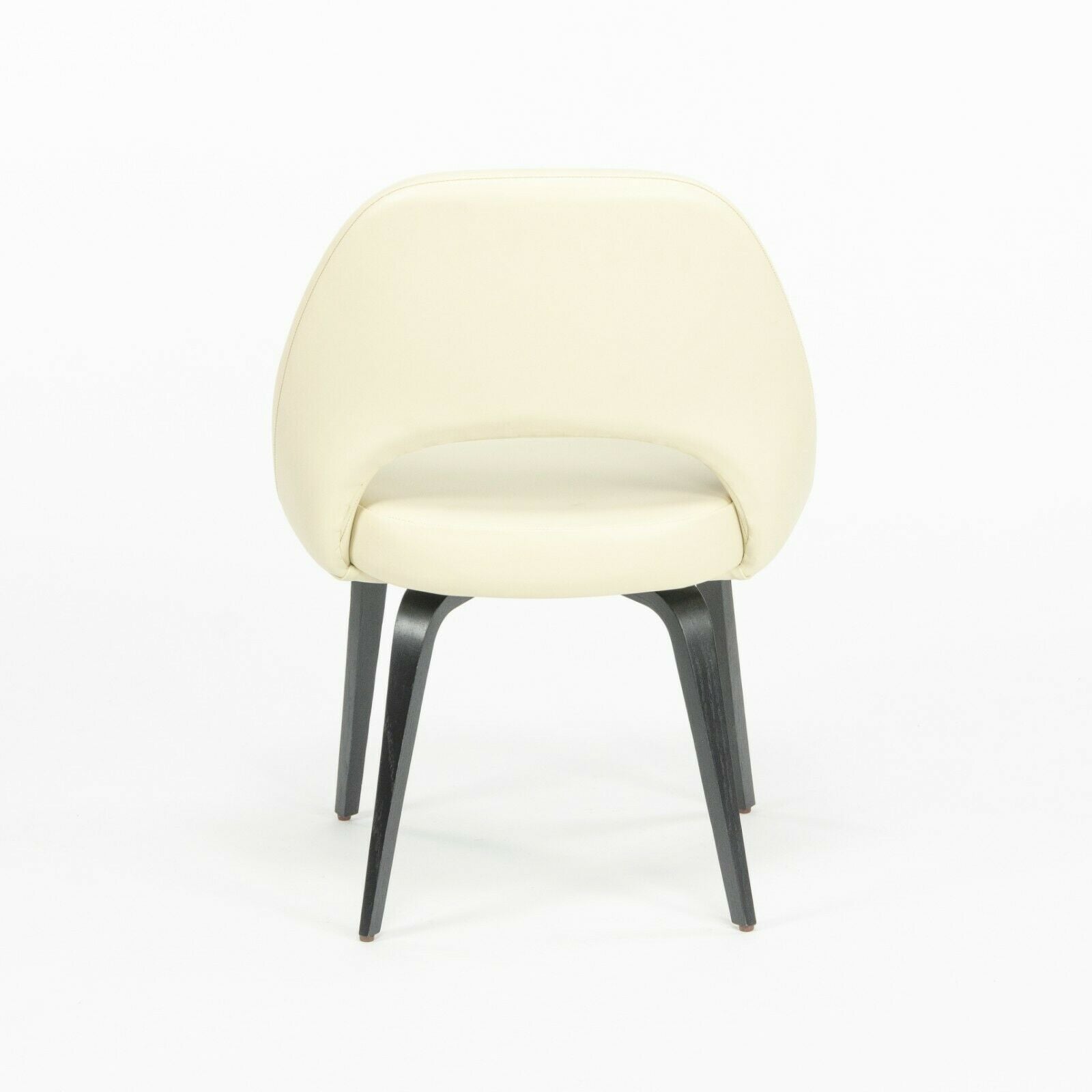 Eero Saarinen Knoll 2020 Executive Side Chair with Wood Legs & Ivory Leather 2x Available