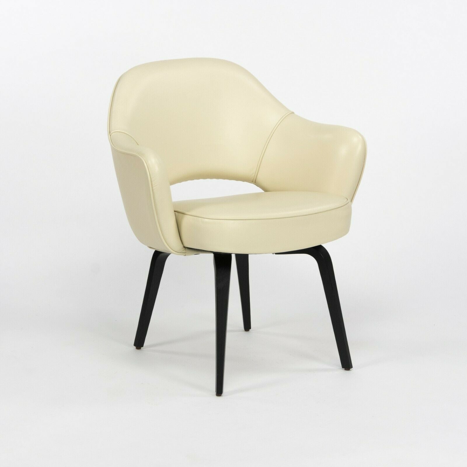 SOLD Eero Saarinen for Knoll 2020 Executive Armchair with Ivory Leather & Wood Legs