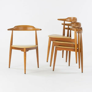 SOLD 1950s Hans Wegner Stacking Heart FH4103 Oak Dining Chairs by Fritz Hansen of Denmark