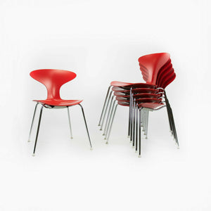 2010s Ross Lovegrove Orbit Chair by Bernhardt Design in Red Plastic Chrome Legs