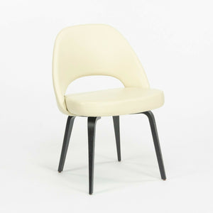 Eero Saarinen Knoll 2020 Executive Side Chair with Wood Legs & Ivory Leather 2x Available