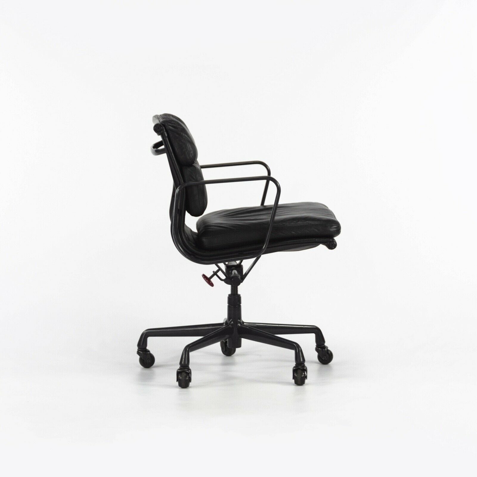 SOLD 1990s Herman Miller Eames Aluminum Group Soft Pad Management Chair Black Leather