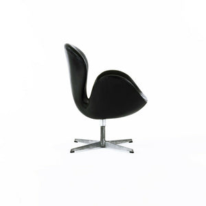 1960s Arne Jacobsen Swan Chair by Fritz Hansen of Denmark in Black Leather