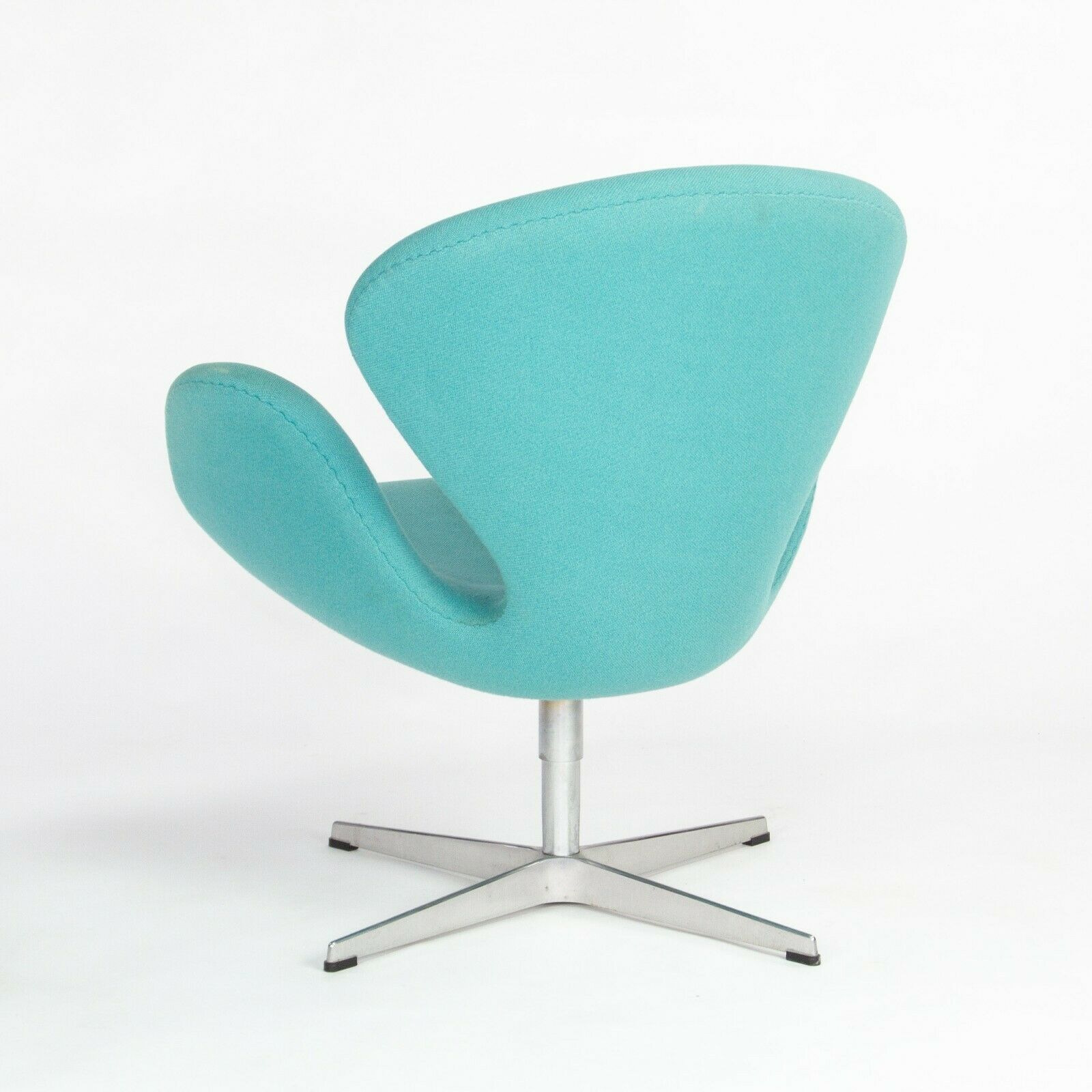 2004 Arne Jacobsen Swan Chairs by Fritz Hansen in Turquoise Hopsack Fabric