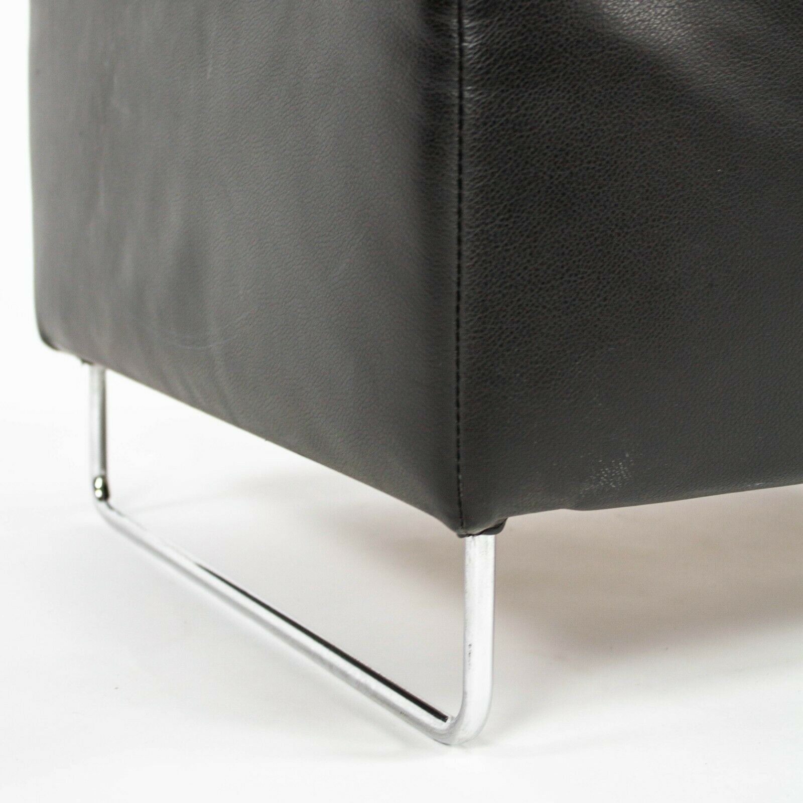 SOLD B&B Italia Diesis Black Leather Ottoman by Antonio Citterio and Paulo Nava